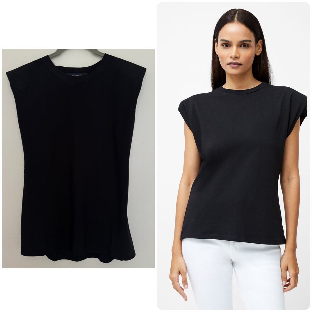 French Connection Rallie Shoulder Pad Tank Top in Black